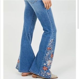 NWT altar’d bell bottom embroidered flare jeans 27